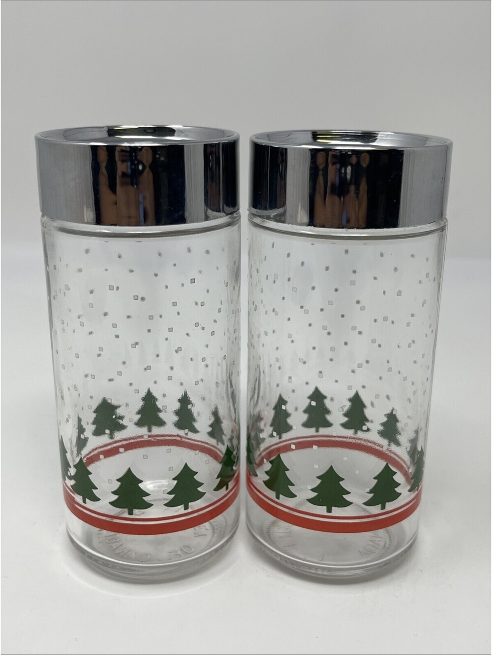 Libbey of Canada Salt & Pepper Shakers Christmas Trees 5 in